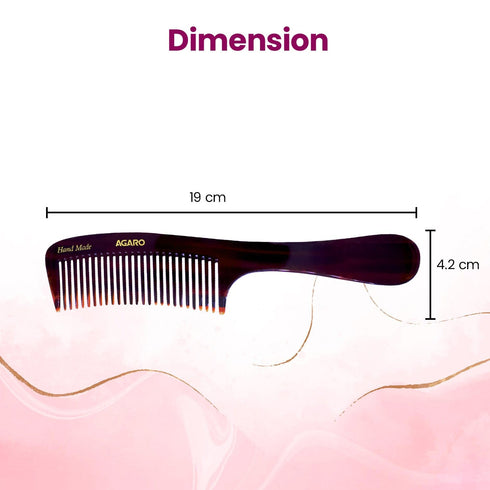 AGARO Hand Made Cellulose Acetate Comb HMC73, All Fine Tooth Dressing Comb, Smooth Rounded Teeth, Hair Styling, Hair Brushing, Hair Dressing, Brown